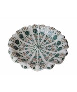 11&quot; Marble Fruit Serving Bowl Malachite Inlay Floral Art Housewarming Gi... - $814.18