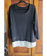 Soprano 1X Black Peekaboo Blouse Tunic Top Slightly Sheer Lightweight Re... - $16.38 CAD
