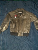 Womens S Brown Motorcycle Wilsons Leather Biker Jacket Harley Patches Fr... - $79.99