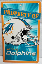 Miami Dolphins  7.25&quot; by 12&quot; Property of Plastic Sign - NFL - £7.86 GBP