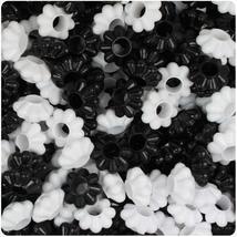 BeadTin Black &amp; White Opaque 10mm Floral Ring Craft Beads (2oz) - $3.49