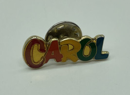 Vintage CAROL Name Pine Gold Tone Multicolor Unique Font Pin - £4.33 GBP