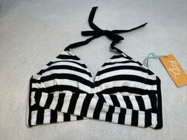  Women&#39;s Faux Wrap Halter Bikini Top - Kona Sol™ Black &amp; White Stripe Size: XS - £3.95 GBP