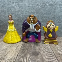 VTG Disney Princess Belle Beauty &amp; The Beast,clock Puppet Figures Pizza Hut 1992 - £7.44 GBP