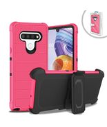 LG STYLO 6 3-In-1 Hybrid Heavy Duty Holster Combo Case In Hot Pink - $12.86