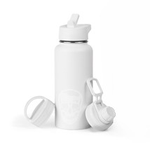 Insulated Water Bottle - Stainless Steel 32 Oz, 3 Lids (Straw, Chug, Canteen), D - £43.49 GBP