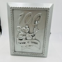 Disney Silver Pewter Picture Frame 100 Years of Magic Mickey Case with P... - $58.41