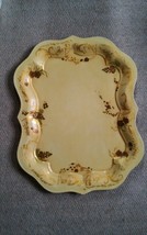 Large Vintage Hand Painted TOLE Fruit White METAL Tray Platter - £35.83 GBP