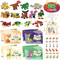 24 Packs Valentines Day Gifts for Kids Animal Building Blocks with Valen... - £24.48 GBP