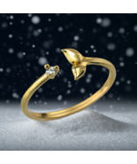Gold Whale Tail Adjustable Ring with Diamond Accent 10k/14k Dainty Ocean... - €173,60 EUR+