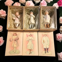 Victorian Porcelain Christmas Ornament Set of 3 6&quot;  Collectible W/BOXES - $26.99