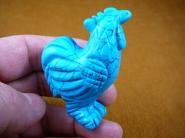 (Y-CHI-RO-702) ROOSTER bird roosters hen BLUE STONE carving FIGURINE CHI... - $17.53