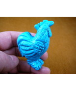 (Y-CHI-RO-702) ROOSTER bird roosters hen BLUE STONE carving FIGURINE CHI... - $333.19 MXN