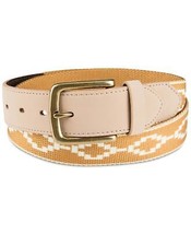 Sun + Stone Men&#39;s Faux Leather Printed Fabric Belt Gold-Size L/XL - £10.69 GBP