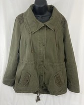 VTG Guess Los Angeles Women&#39;s Jacket Size Large Military Green Multi Poc... - £63.49 GBP