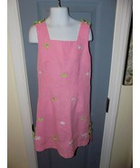 Bonnie Jean Pink &amp; White Embroidered Frogs &amp; Lily Pads Dress Size 8 Girl... - $36.47 CAD