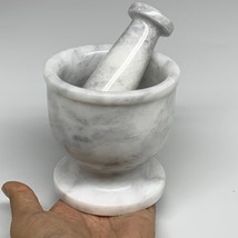 2.35 lbs,  3.9&quot;x3.8&quot;, Natural Marble Crystal Pestle and Mortar Handmade,... - £94.73 GBP
