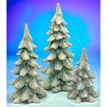 Dept 56 Snowbabies Snowy Pines Set of 3 w/Glitter 1999 Vtg 69046 Xmas Village - £20.00 GBP