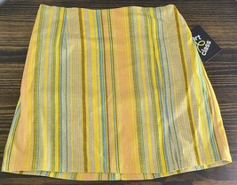 Art Class Girls Notch-Front Cotton Skirt Yellow/Pink/Blue Striped Sz L 10-12 NWT - £6.09 GBP