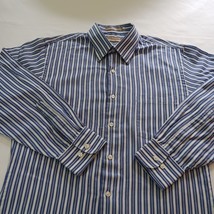 Van Heusen Fitted Men's White & Blue Stripes Cotton Blend Button Up Shirt Size M image 5