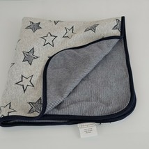 First Impressions Blue Gray Stars Stripe Cotton Baby Blanket Receiving Lovey - $22.76