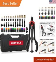 17" , Hand Rivet Tool Kit with 11 Metric &amp; SAE Mandrels M3 M4 M5 M6 M8 M... - $142.49