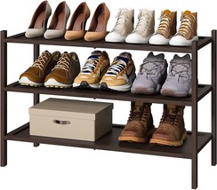 Kiplant Bamboo Shoe Rack For Entryway, 3-Tier Stackable | Foldable | Natural, - £31.16 GBP