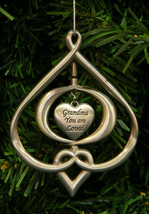 PEWTER FINISH ENAMELED METAL ORNAMENT w/ HEART PENDANT &quot;GRANDMA YOU ARE ... - $12.88