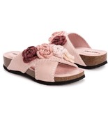 Muk Luks Women Penelope Crochet Suede Floral Cross Strap Sandal Slide Bl... - $54.45