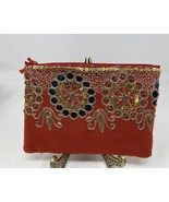 Vintage Handmade Gold Sequins Detailed Small Makeup Bag Coin Purse 6-1/2... - $24.59 CAD