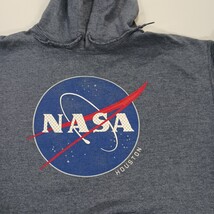 NASA Houston Men Bluish Gray Hoodie Pullover Graphic Sweatshirt Size M Chest 44" image 3
