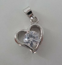 Charm Only One Clear Stone Set In Silver Color Heart Sweetheart Gift Jewelry New - £4.82 GBP