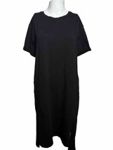Eileen Fisher Woman 2XS Black Jersey Knit Knee Length T-shirt Shift Dress - £18.27 GBP