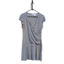 Gray Stripe Crossover Surplice Faux Wrap Front Drop Waist Dress Sz 19 XX... - £8.54 GBP