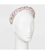 Puffy Braided Headband Floral Print - Ditsy White Pink Flowers Universal... - £7.86 GBP
