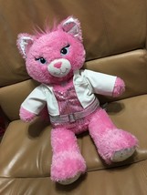 Build A Bear BAB Pink Princess Kitty Cat Pink Silver Sparkles Shirt Collar 18&quot; - £11.63 GBP