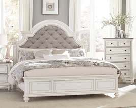 Antique White Finish 1pc Eastern King Size Bed Button-Tufted Upholstered... - £1,103.01 GBP