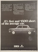 1968 Print Ad Simca 4-Door Cars Chrysler Shorter Than Average - $13.48