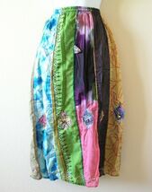 PS62 Bohemian Women Hippie Gypsy Embroidery Tiered Patchwork Skirt - XS ... - $9.90