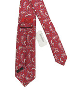 NEW $295 Isaia Pure Silk 7 Fold Tie!  Handsome Red Paisley  Textured Silk - $177.78 CAD