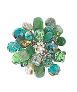 Green Blossoming Lotus Aventurine Stone Floral Pin/Brooch - £20.56 GBP
