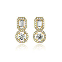 Crystal &amp; Cubic Zirconia 18K Gold-Plated Geometric Round Drop Earrings - $15.99