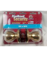 KWIKSET SECURITY CLASSIC DOOR KNOBS, BED &amp; BATH, POLISHED BRASS,LOCKING,NEW - £11.68 GBP