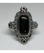 Artisan Crafted Elite Shungite and Thai Black Spinel Sterling Silver Rin... - $38.39 CAD