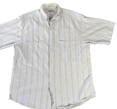 Levi’s Diamond Label Men’s Medium Short Sleeve Striped Blue White Cotton Casual - £7.11 GBP