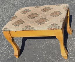 Beautiful Vintage Solid Wood Footstool – Upholstered Top – GDC – USABLE PIECE - £118.67 GBP