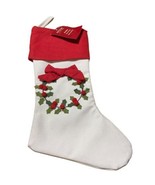 18&quot; Christmas Stocking on Burlap Canvas 3 Dimensional Bows and berries R... - £14.89 GBP