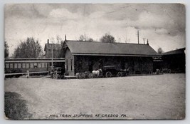 Cresco PA Mail Train Stopping At Railroad Station 1909 To Bangor Postcard U29 - £23.42 GBP