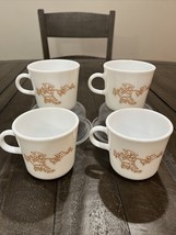 Corning Mugs Set of 4 White Milk Glass Coffee Tea Cups Magnolia Floral - $17.81