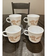 Corning Mugs Set of 4 White Milk Glass Coffee Tea Cups Magnolia Floral - $24.35 CAD